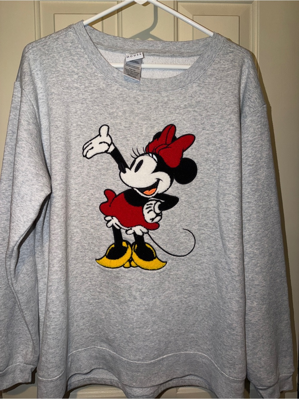 Disney Gray Sweatshirt with Minnie Mouse Red Bow & Yellow Shoes